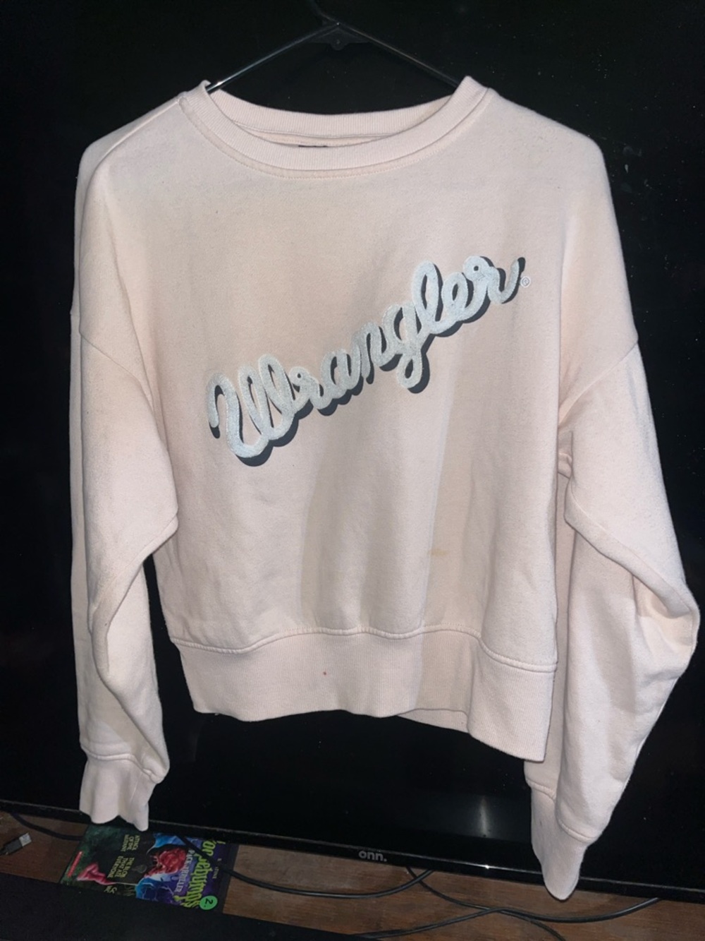 Wrangler PinkCream Crewneck Sweatshirt for Kids with Black Script Logo